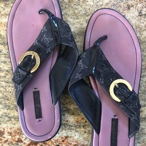 Authentic Louis Vuitton black denim sandals